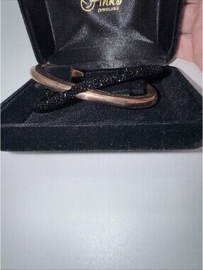 Swarovski Crystaldust Cross Cuff, Black, Rose-gold tone plated